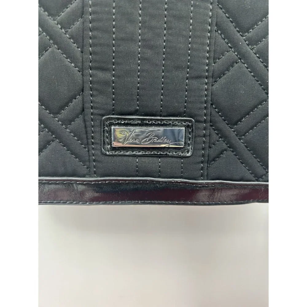 Vera Bradley Iconic Quilted Messenger‎ Bag Black Pattern Lining